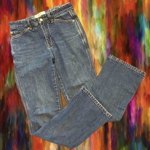 vtg 90s•gap flare buckleback medium wash mid rise denim jeans